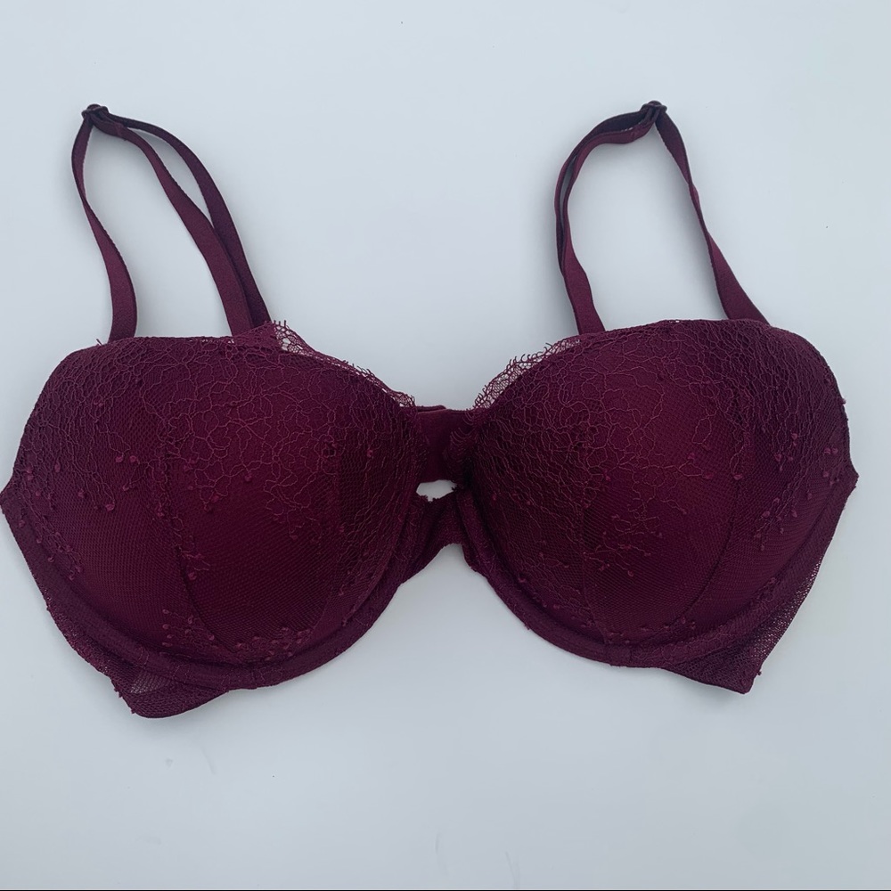 Victoria’s Secret burgundy lace push-up bra 34d